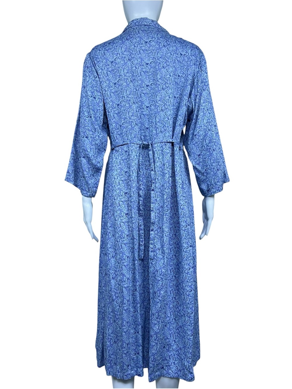 April Cornell Floral Maxi Shirt Dress Size L Rayon Blue Boho Cottagecore Country - Picture 15 of 16